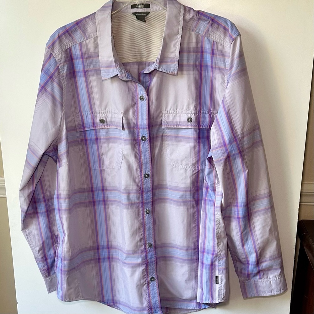 Eddie Bauer Women 2XL Plaid Classic Button Shirt Vtg